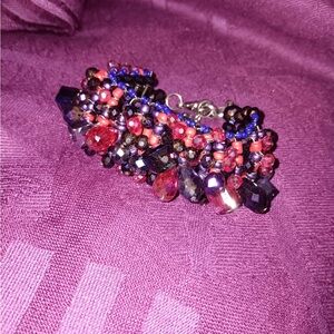 Sassy Jones Vibrant Beaded Bracelet - Red and Blue